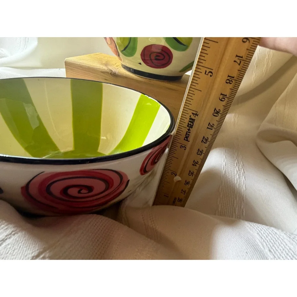 Mary Rose Young Rose Cereal Bowls Set of 4 Pink Green Floral 6